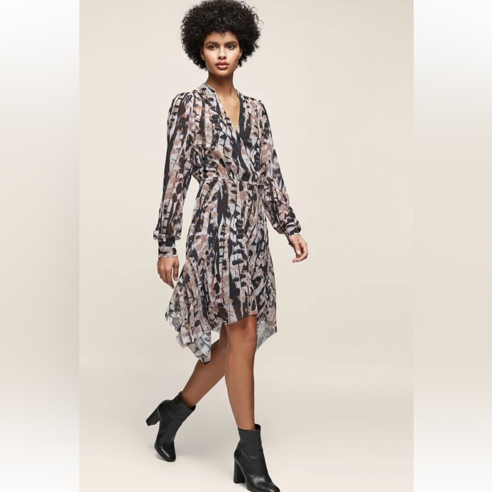 REISS MAINE PRINTED A LINE DRESS SIZE 4